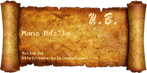 Manz Béla névjegykártya